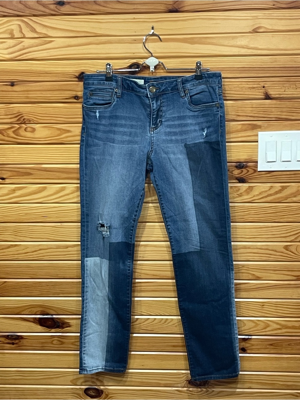 Kut from the Kloth Patchwork Catherine Boyfriend Jeans SZ 12